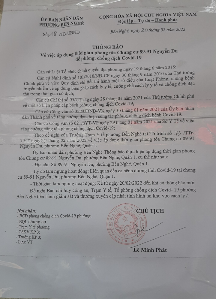 TP.HCM: Chung cư ở quận 1 đã được gỡ phong tỏa - 1