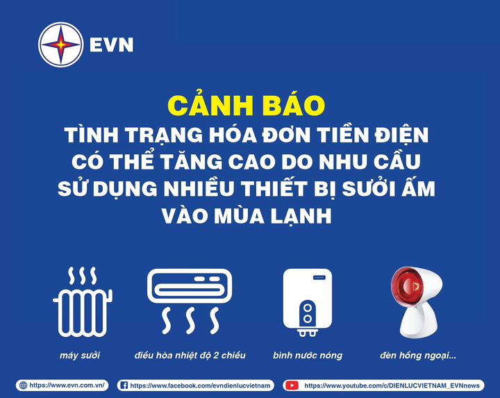 Cảnh báo tình trạng hóa đơn điện tăng cao do dùng thiết bị sưởi ấm - 1