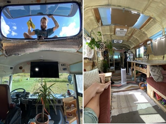 Từ bỏ cuộc sống cố định, cặp vợ chồng nuôi dạy con trên xe buýt - 1