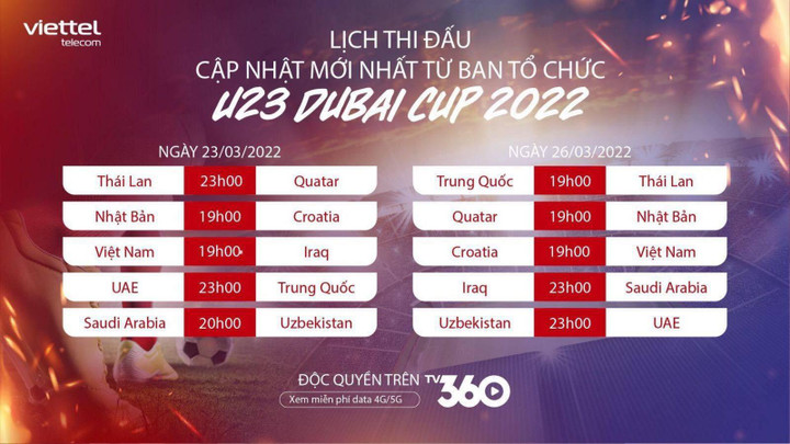 Viettel đã có bản quyền truyền hình U23 Dubai Cup - 2