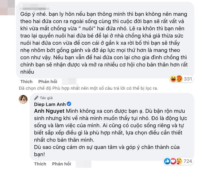Được khuyên 'khôn thì giao con cho chồng nuôi', Diệp Lâm Anh đáp gây xúc động - 2