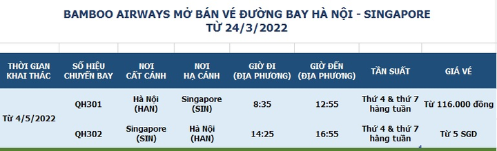 Bamboo Airways mở đường bay thẳng thường lệ Hà Nội - Singapore - 1