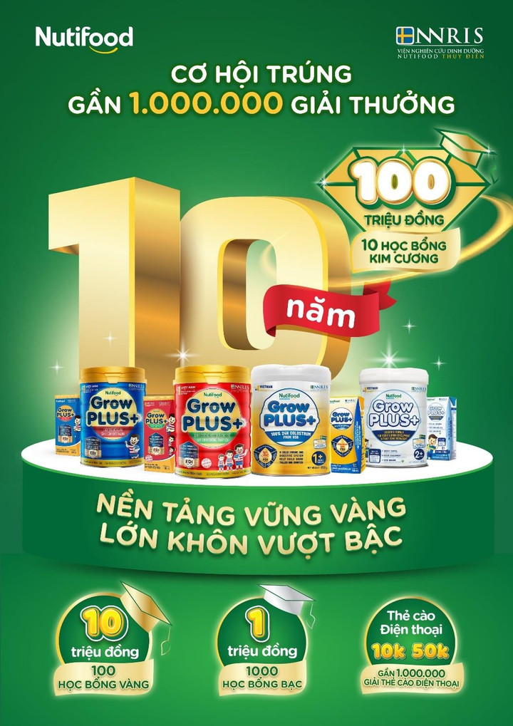Nutifood GrowPLUS+ tri ân khách hàng với tổng giải thưởng trị giá 18 tỷ đồng - 1