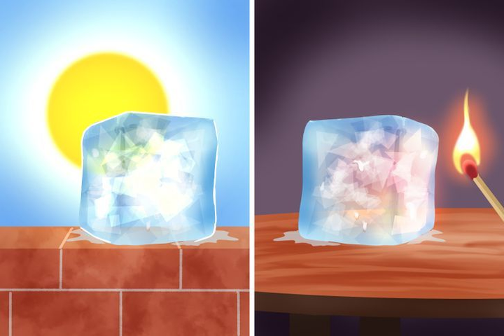 Trả lời ngay trong 1 giây: Mặt trời hay que diêm làm tan viên đá nhanh hơn? - 1