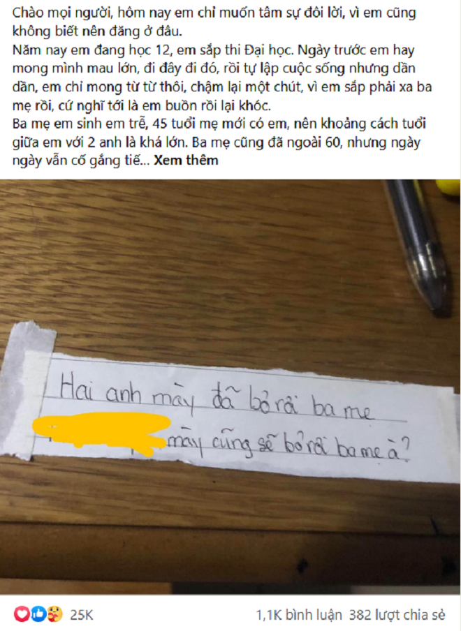 Tâm sự vỏn vẹn vài chữ của nữ sinh 12 khiến cả bậc cha mẹ lẫn người trẻ xúc động - 1