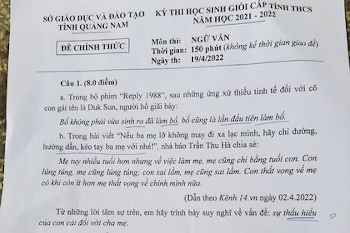 Đề thi học sinh giỏi Văn của Quảng Nam khiến dân mạng phát 'sốt' - 1