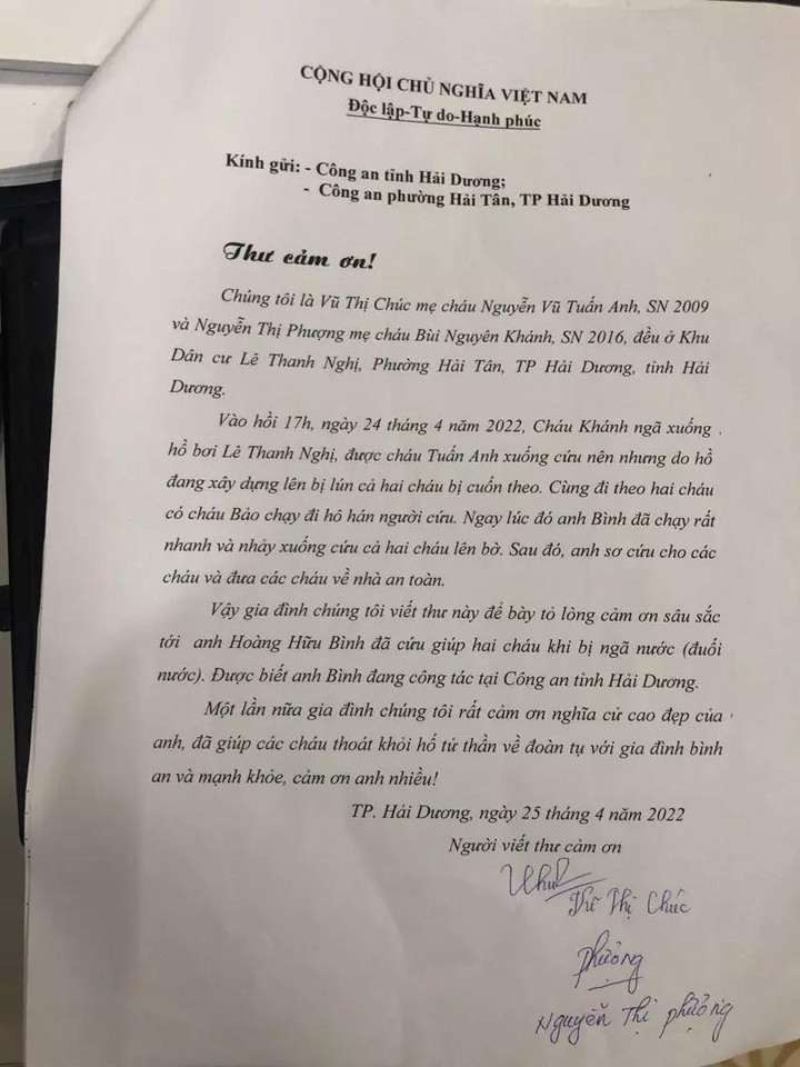 Đi tập thể dục, thiếu tá công an ở Hải Dương cứu 2 bé ngập dưới hố nước sâu - 3