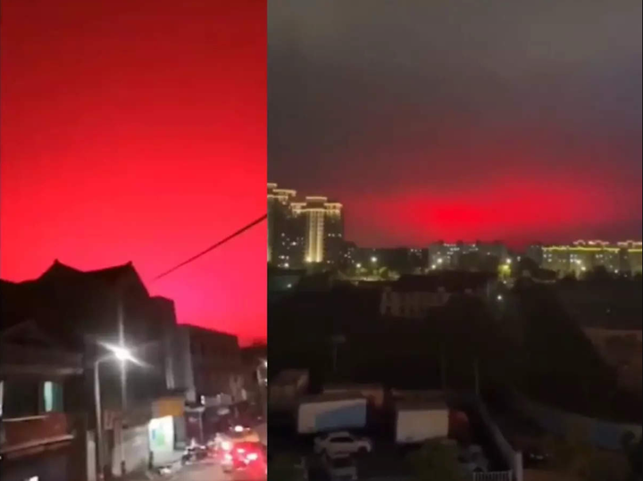 Bầu trời ở phía đông Trung Quốc chuyển màu đỏ như máu - 1