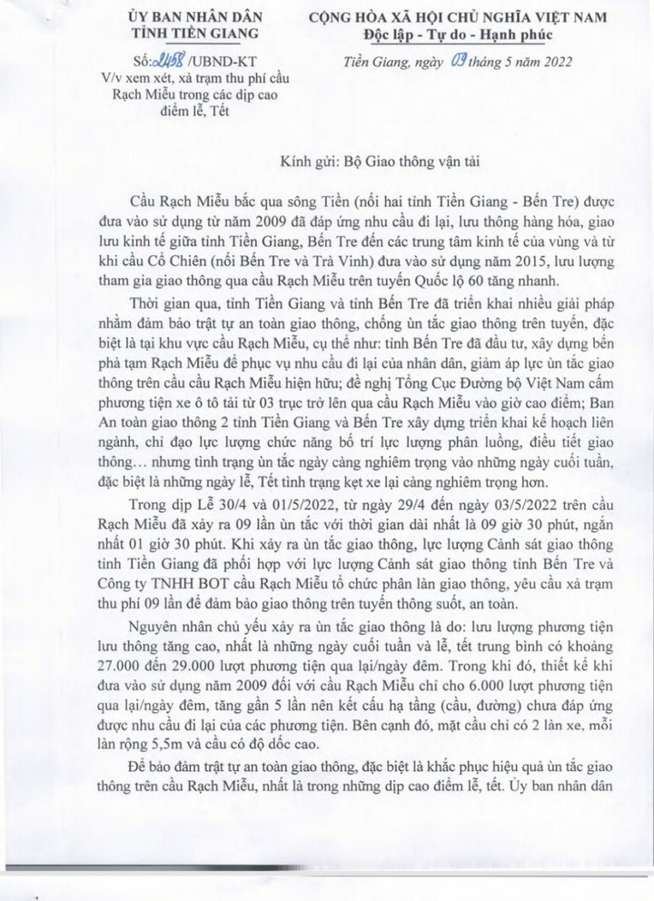 Tiền Giang kiến nghị xả trạm BOT cầu Rạch Miễu vào dịp lễ, Tết - 4