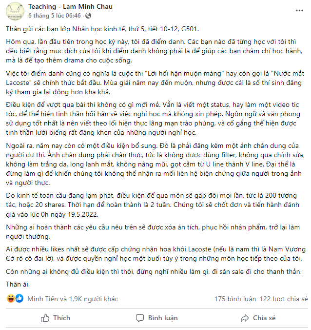 Giáo viên mở cuộc thi 'Nước mắt cá sấu' để sinh viên gỡ điểm, dân mạng thích thú - 1