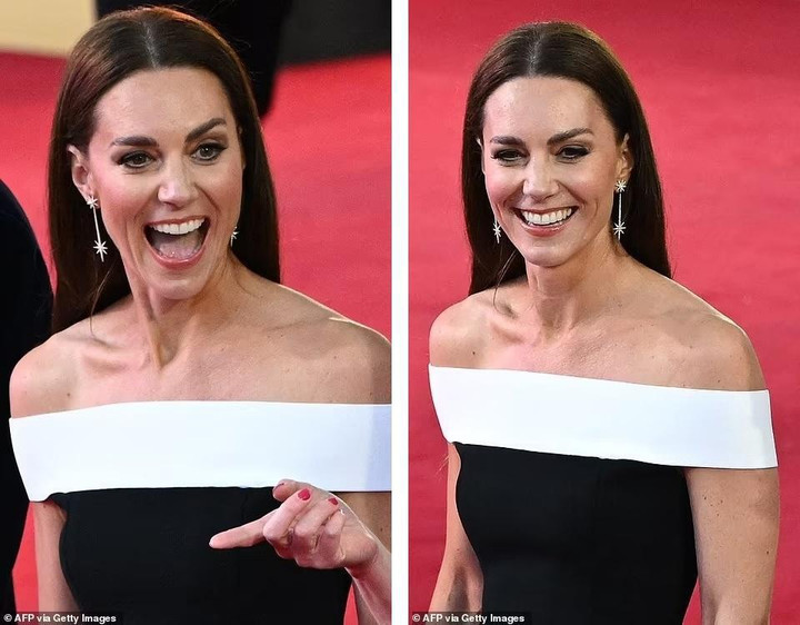 Công nương Kate tỏa sáng với nụ cười rạng rỡ. Tuy nhiên, ở tuổi 40, cô đã lộ rõ dấu hiệu lão hóa trên khuôn mặt, nhiều nhất là quanh miệng.