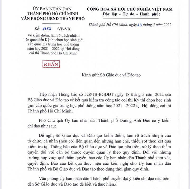 TP.HCM yêu cầu Sở GD&ĐT kiểm điểm về Kỳ thi chọn học sinh giỏi quốc gia - 1