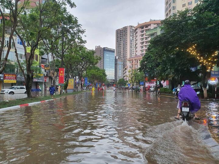 Cây đổ, đường ngập như sông ở Hà Nội sau cơn mưa lớn - 14