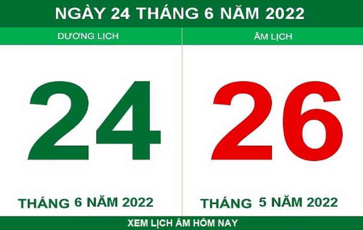 Lịch âm hôm nay thứ Sáu ngày 24/6 - 1