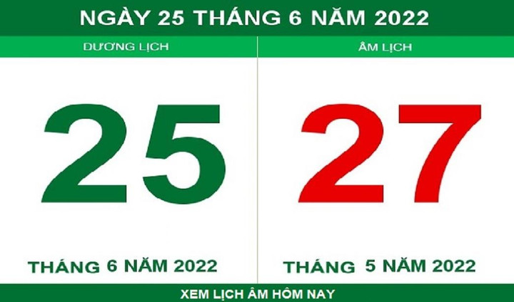 Lịch âm hôm nay thứ Bảy ngày 25/6 - 1