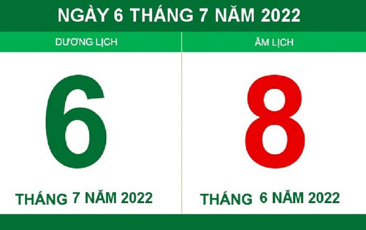 Lịch âm hôm nay thứ Tư ngày 6/7 - 1