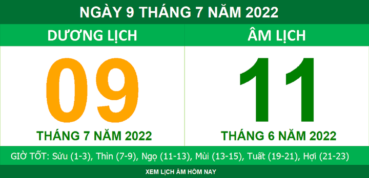 Lịch âm hôm nay thứ Bảy ngày 9/7 - 1