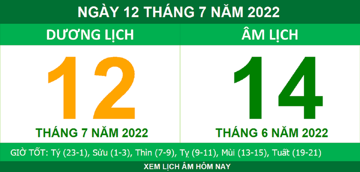 Lịch âm hôm nay thứ Ba ngày 12/7 - 1
