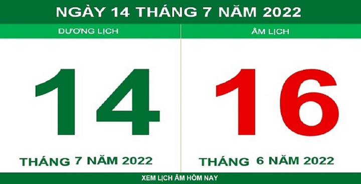 Lịch âm hôm nay thứ Năm ngày 14/7 - 1