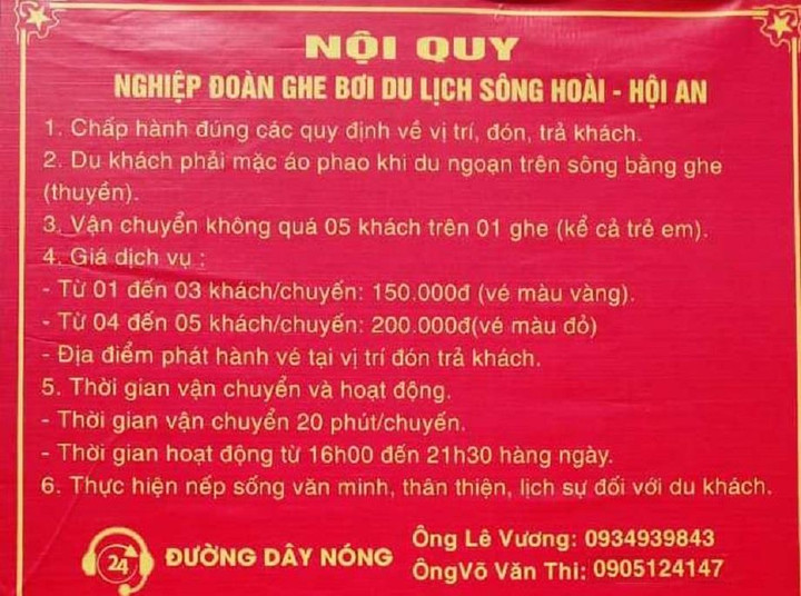 Sau phàn nàn của du khách, Hội An niêm yết giá dịch vụ ghe bơi trên sông Hoài - 2