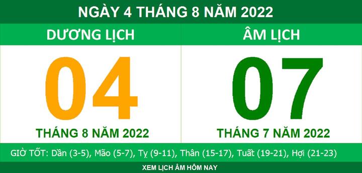 Lịch âm hôm nay thứ Năm ngày 4/8 - 1