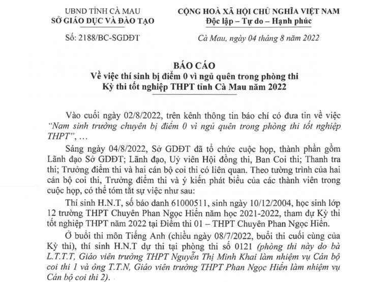 Nam sinh bị điểm 0 do ngủ quên, giám thị giải thích gì? - 2