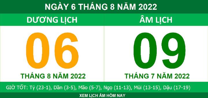 Lịch âm hôm nay thứ Bảy ngày 6/8 - 1