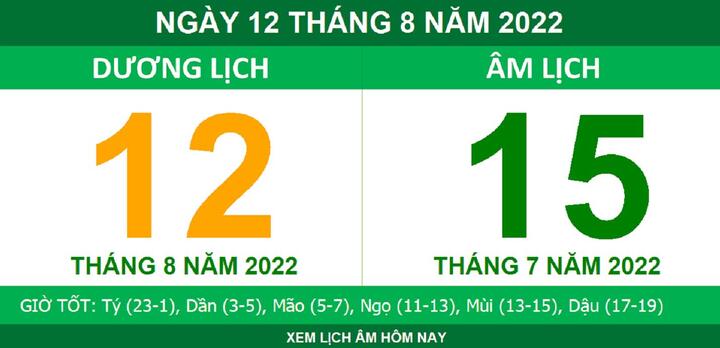 Lịch âm hôm nay thứ Sáu ngày 12/8 - 1