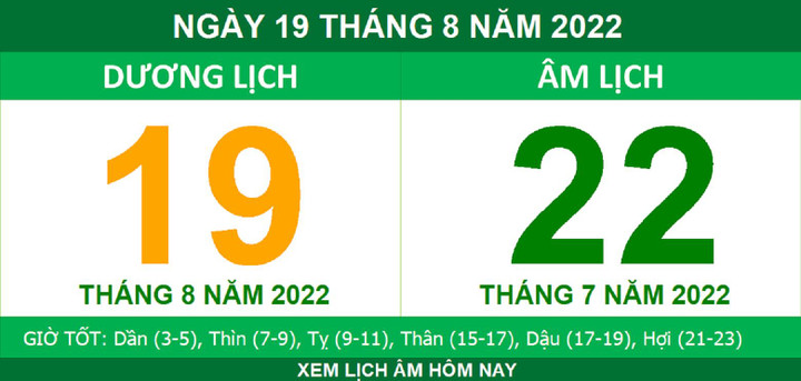 Lịch âm hôm nay thứ Sáu ngày 19/8 - 1