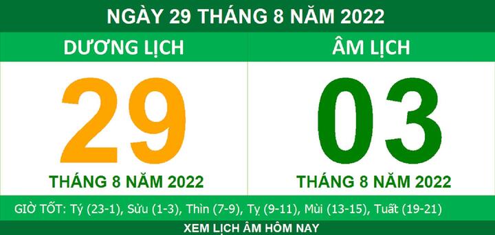 Xem lịch âm hôm nay thứ Hai ngày 29/8 - 1