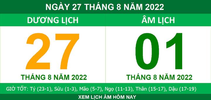 Xem lịch âm hôm nay thứ Bảy ngày 27/8 - 1
