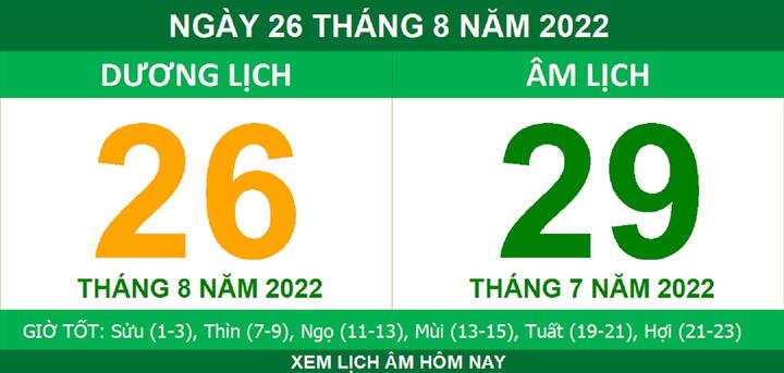 Xem lịch âm hôm nay thứ Sáu ngày 26/8 - 1