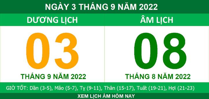 Xem lịch âm hôm nay thứ Bảy ngày 3/9 - 1
