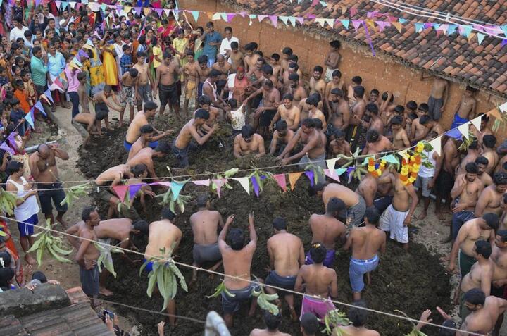 Độc lạ lễ hội ném phân bò ‘chữa bệnh’ ở ngôi làng Ấn Độ - 1