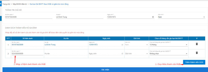 Hướng dẫn gia hạn thẻ BHYT hộ gia đình có giảm trừ mức đóng online - 5