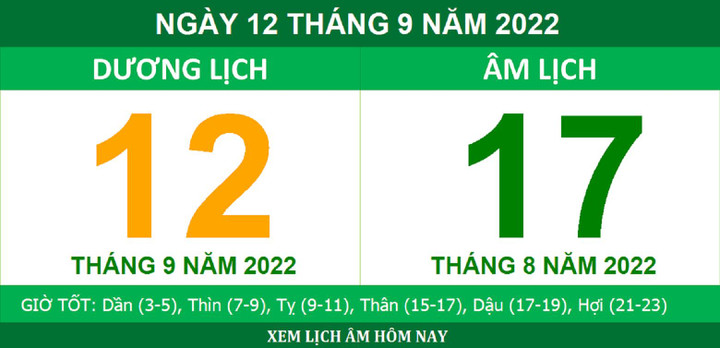 Xem lịch âm hôm nay thứ Hai ngày 12/9 - 1