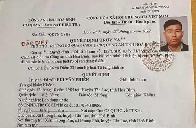 Truy nã đối tượng sát hại mẹ vợ ở Hòa Bình - 1