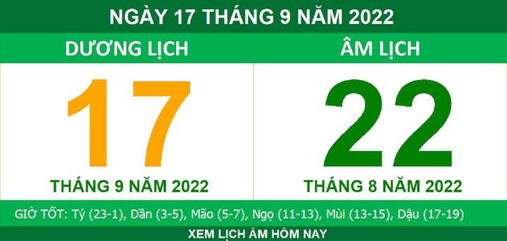 Xem lịch âm hôm nay thứ Bảy ngày 17/9 - 1