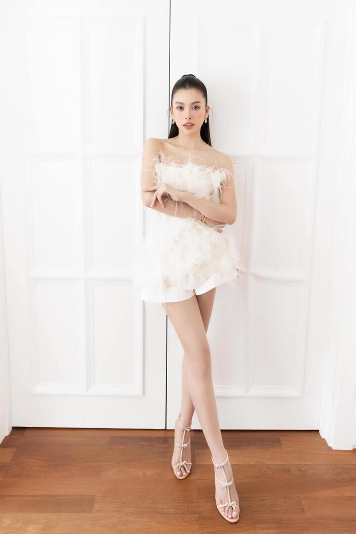 Hoa hậu Tiểu Vy diện đầm lông vũ kiêu sa như công chúa - 7