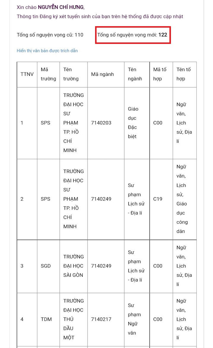Nam sinh đăng ký 122 nguyện vọng đỗ trường sư phạm top đầu - 1