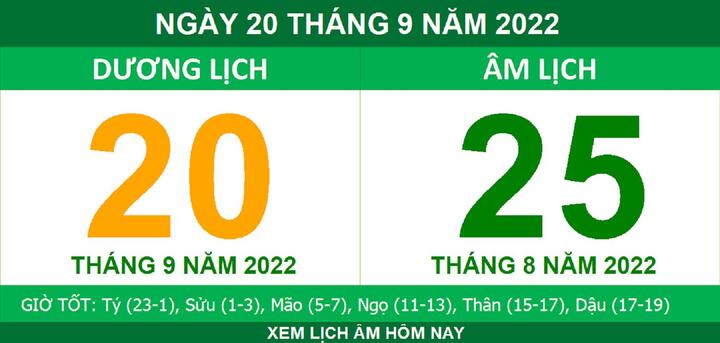 Xem lịch âm hôm nay thứ Ba ngày 20/9 - 1