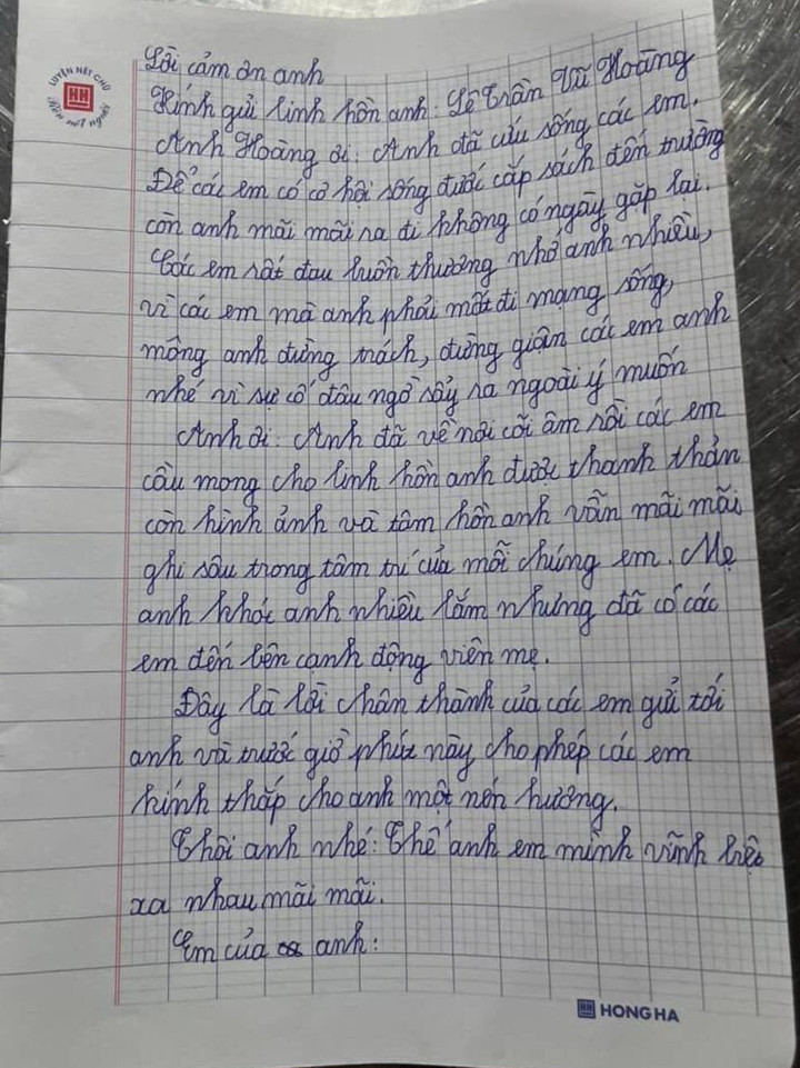 Bức thư cảm động của 2 em nhỏ gửi người cứu mình giữa dòng nước xiết - 3