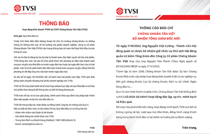 Chứng khoán Tân Việt tạm dừng chuyển nhượng trái phiếu doanh nghiệp - 1