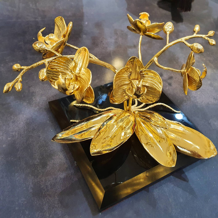 Quy trình dát vàng cho cành hồng, cành lan làm quà 20/10 xa xỉ - 1