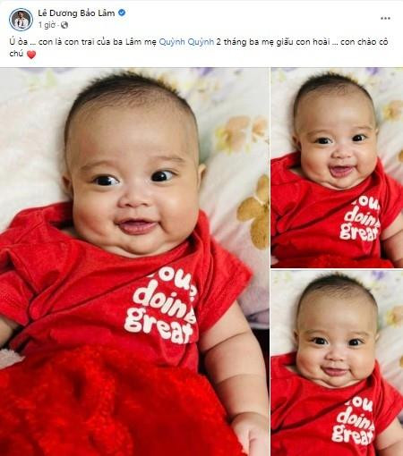 Lê Dương Bảo Lâm khoe gương mặt có 'đồng tiền' của quý tử sau hai tháng giấu kín - 1