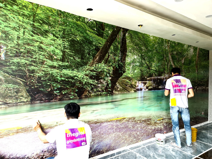 Thế giới giấy dán tường thi công tranh dán tường 3D Resort Hàng Dương - 3