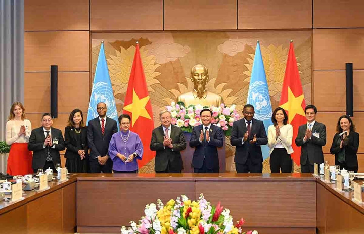 Chủ tịch Quốc hội Vương Đình Huệ hội kiến Tổng Thư ký LHQ Antonio Guterres - 3