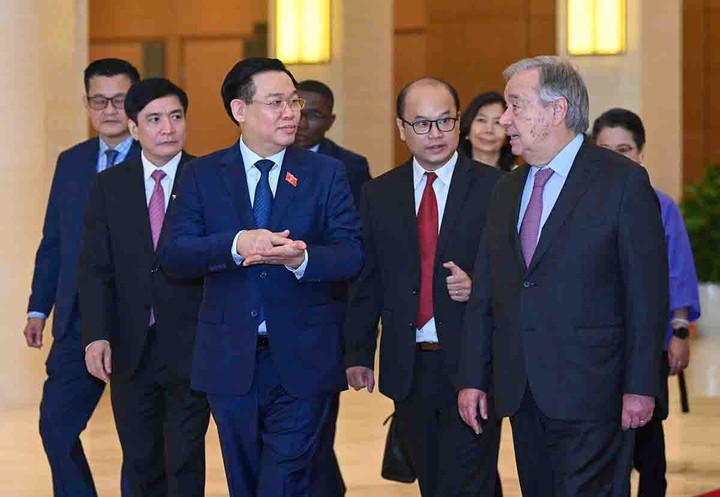 Chủ tịch Quốc hội Vương Đình Huệ hội kiến Tổng Thư ký LHQ Antonio Guterres - 2