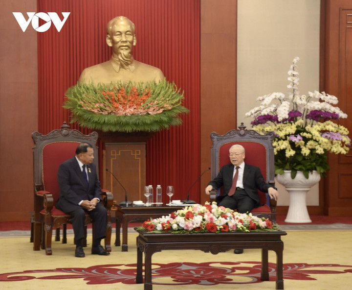 Tổng Bí thư Nguyễn Phú Trọng tiếp Chủ tịch Thượng viện Campuchia Say Chhum - 2