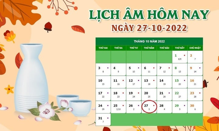 Xem lịch âm hôm nay thứ Năm ngày 27/10 - 1